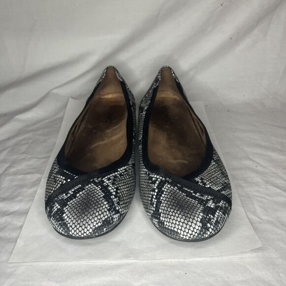 Vionic Spark Carroll Ballet Flat Snakeskin Animal Print Shoes Black Gray Women 8 - Picture 2 of 8